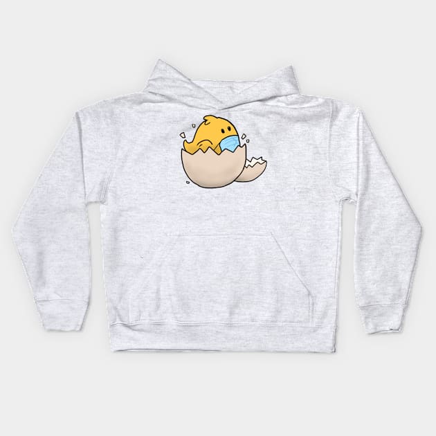 Chick in the egg with face mask happy easter 2021 Kids Hoodie by Mesyo